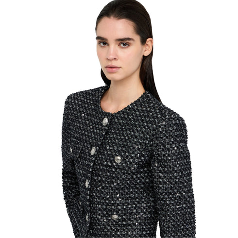 Giacca Donna bouclé, con bottoni metallici e quattro patte